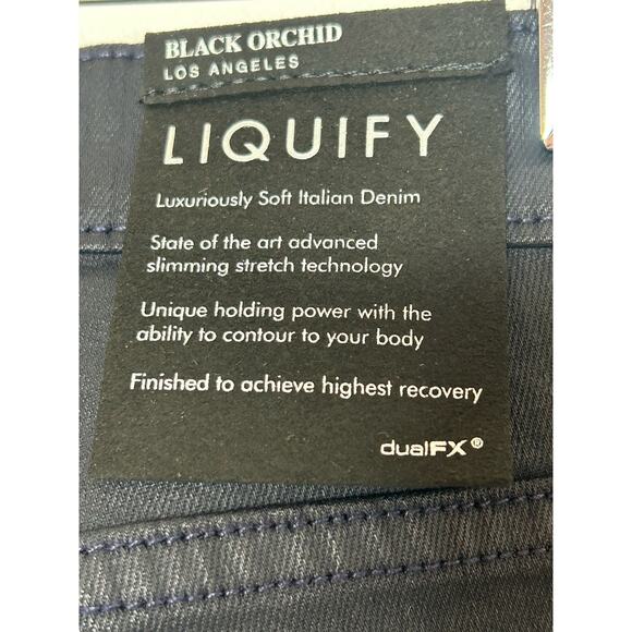 Black Orchid NWT Jeans Women SZ 25 Black Mid Rise Liquify soft Denim Skinny - Picture 5 of 10